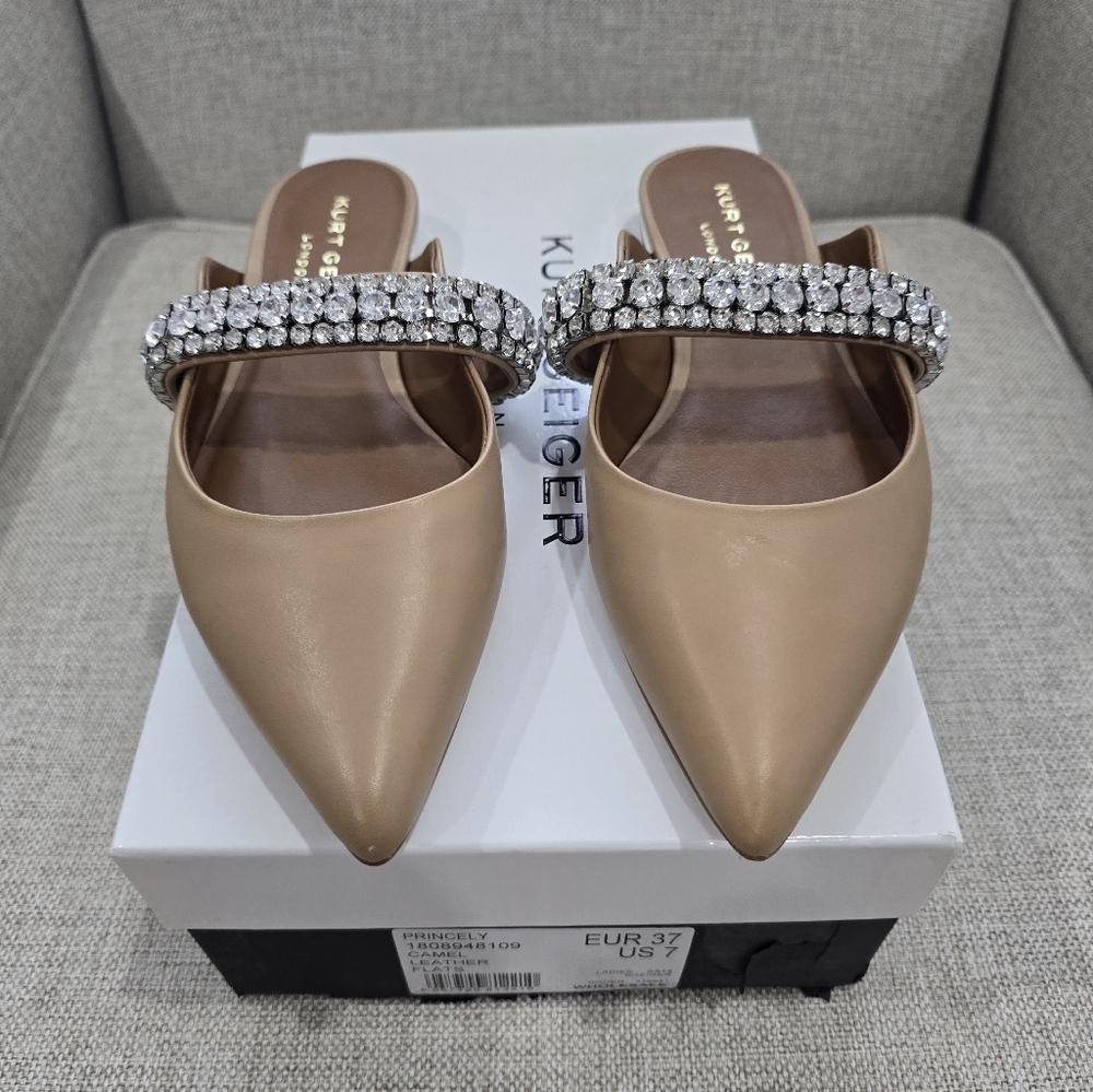 Kurt Geiger Princely Camel Leather Flats